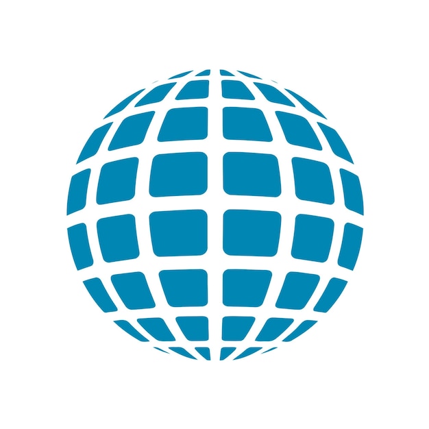 Biểu tượng vector miễn phí hình lưới quả địa cầu bị cô lập, biểu tượng logo favicon