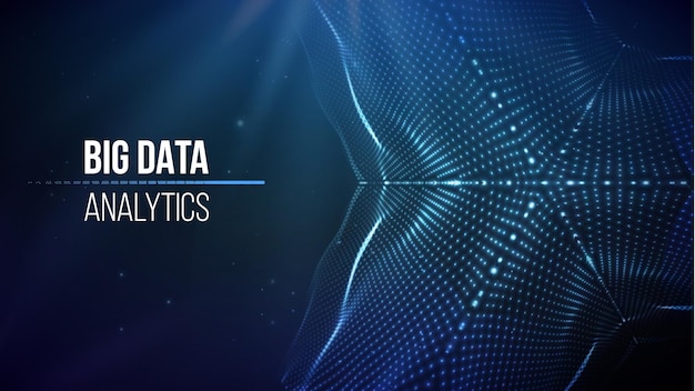 Big data analytics concept with blue wireframe patterns