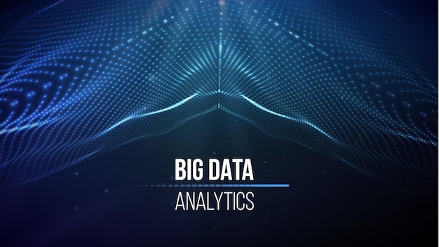 big data analytics concept with blue wireframe patterns