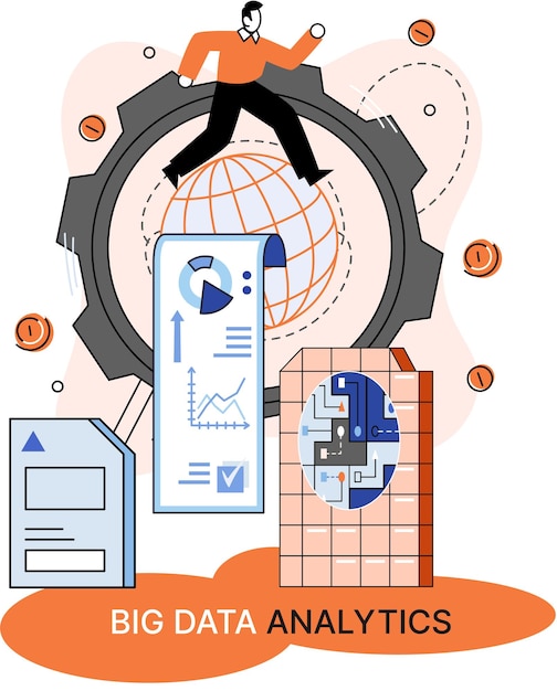 Big data analytics Process of analyzing complex data sources for effective business decisions metaphor