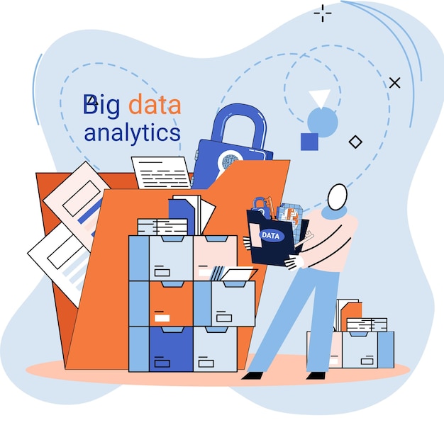 Big data analytics Process of analyzing complex data sources for effective business decisions metaphor