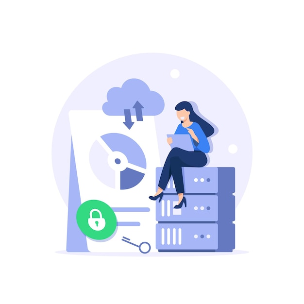 big data and cloud computingactionable data conceptbusiness characters using remote servers