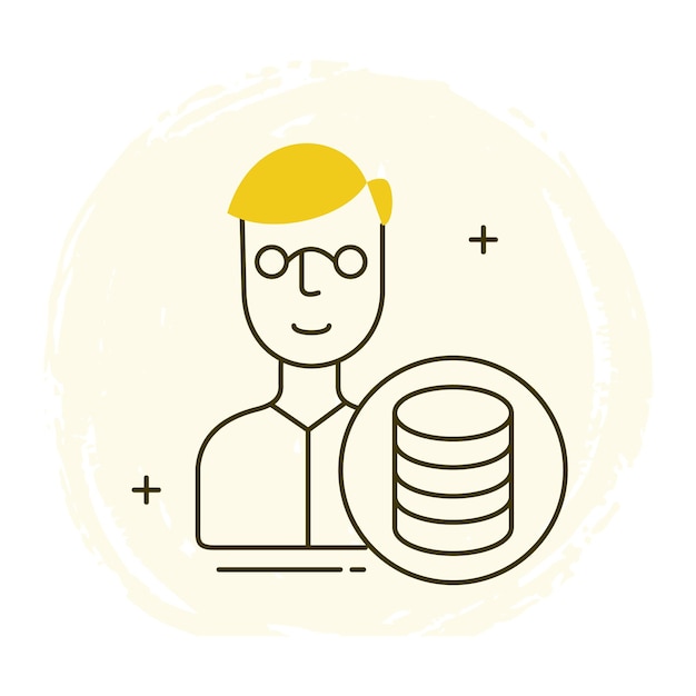 Big Data and Data Scientist Machine Learning Vector Icon Design AI Algorithms Data Analysis