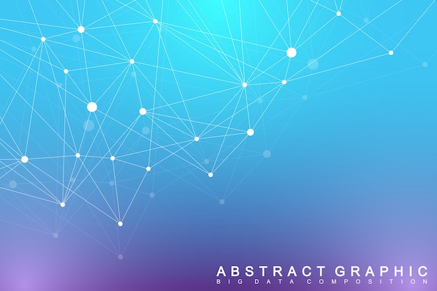 Big data complex. Graphic abstract background communication. Perspective backdrop of depth. Minimal array with compounds lines and dots. Digital data visualization. illustration Big data.