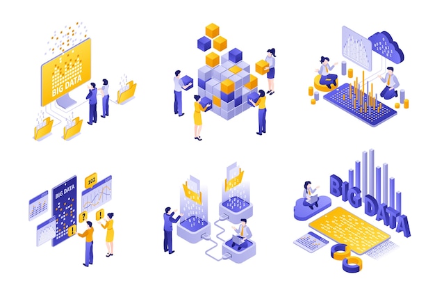 big data compositions in isometric view