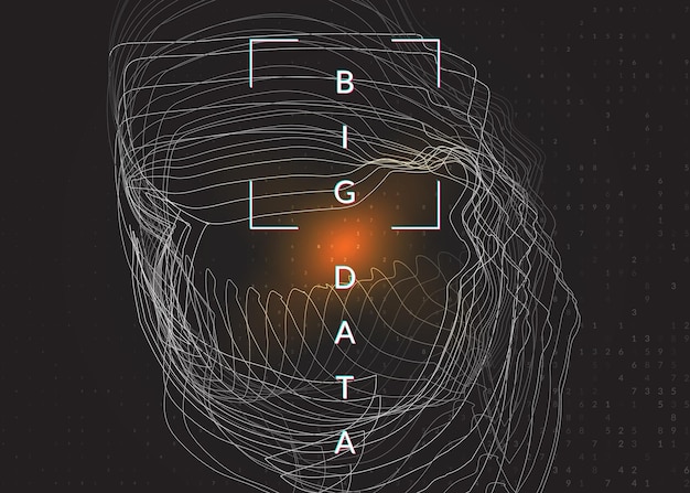 Big data learning. Digital technology abstract background. Artificial intelligence concept. Tech visual for industry template. Wavy big data learning backdrop.