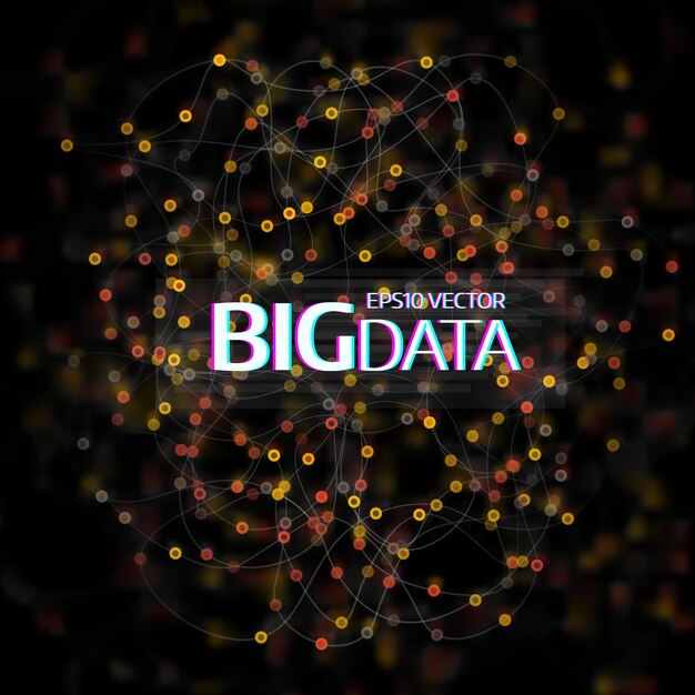 Big Data Visualization Abstract Background with Dots Array and Lines Connection Structure Vector Illustration