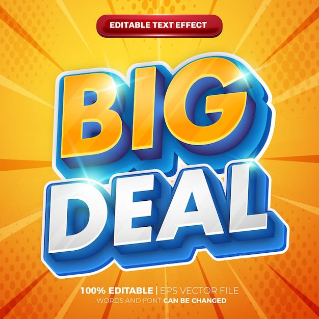 big deal bold 3d editable text effect template style