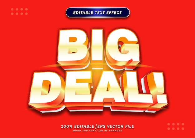 big deals text effect template and bold font concept used for brand label and promotion tag