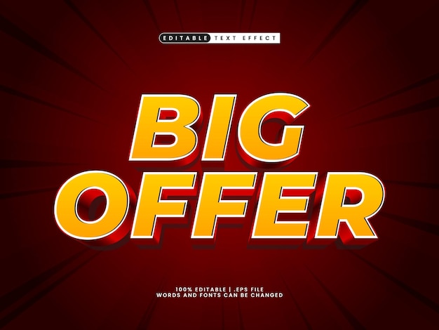 big offer editable text effect