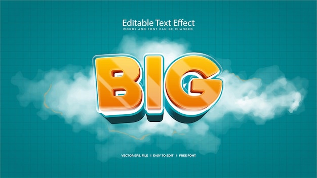Big Orange Shiny Cartoon Text Effect with Clouds