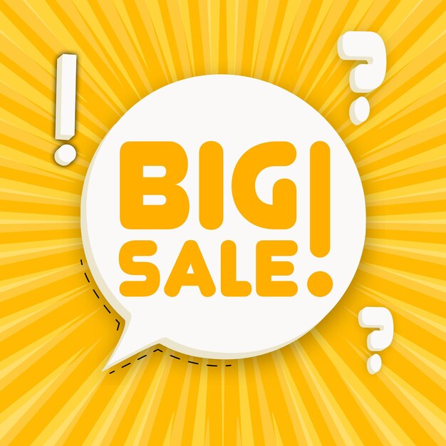 Big sale Speech bubble with Big sale Business concept 3d illustration Pop art style Vector line icon for Business and Advertising