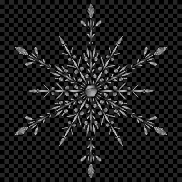 Big translucent Christmas snowflake in gray colors on transparent background.  Transparency only in vector file
