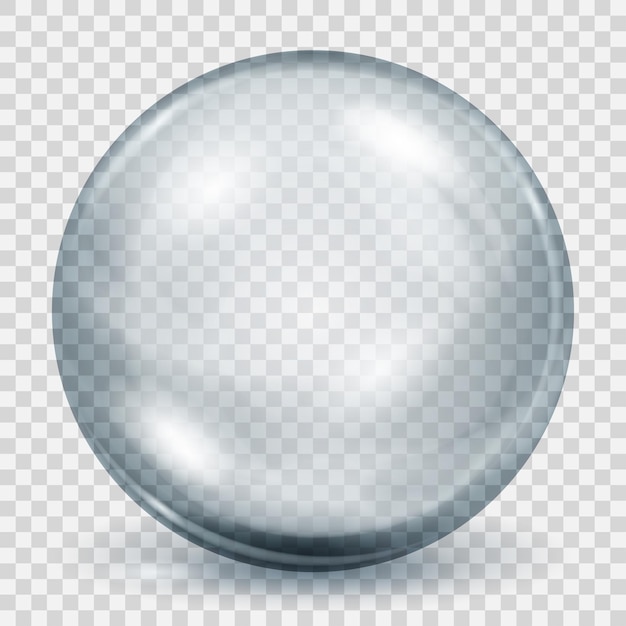 Big transparent gray sphere with shadow on transparent background