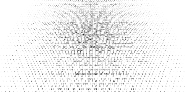 Binary Code Gradient Background with Abstract 3D Perspective Matrix with zero and one number element