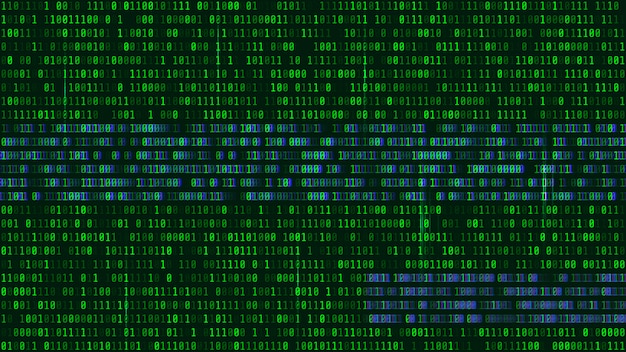 binary code, green digits on the computer screen. 