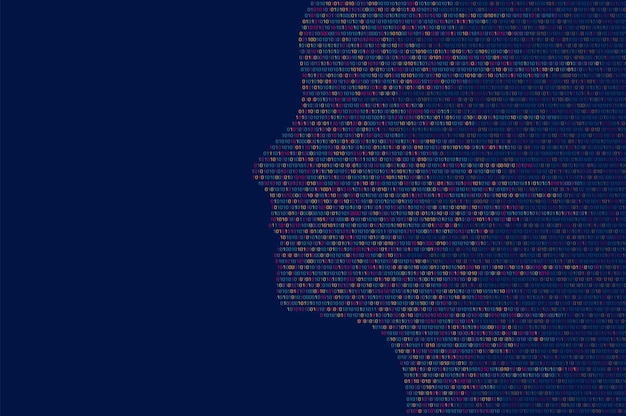 Binary code numbers of the computer matrix Concept of coding hacker Vector illustration
