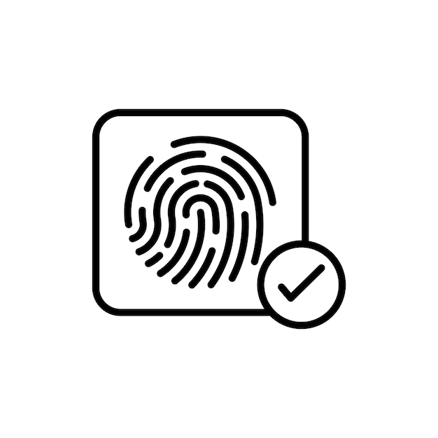 Biometric security icon set fingerprint verificationcheck vector symbol privacy finger authentication sign unique biometric scan icon
