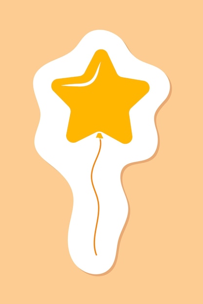 Birthday party decorative sticker yellow star shape balloon design element bright vector illustration