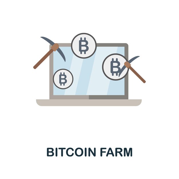 Bitcoin Farm flat icon Colored sign from cryptocurrency collection Creative Bitcoin Farm icon illustration for web design infographics and more
