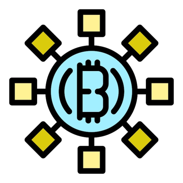 Bitcoin interest icon Outline bitcoin interest vector icon color flat isolated