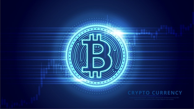 bitcoin technology graphic design with blue background