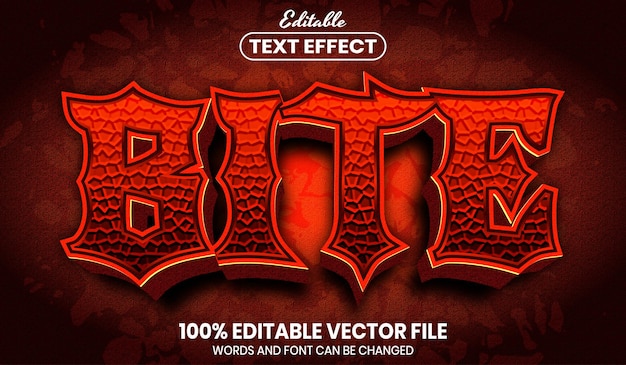 bite text, font style editable text effect