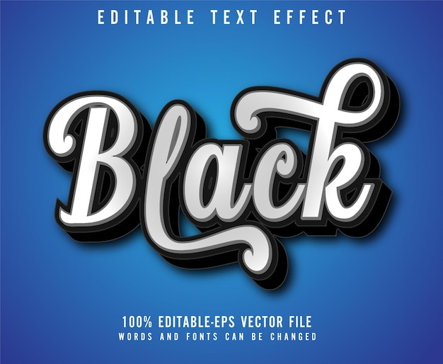 Black 3d text effect editable vector