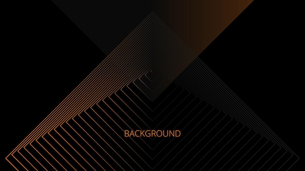 Black abstract background with orange square and triangular pattern pyramid shape