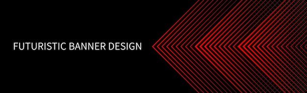 Black abstract banner with red triangular pattern modern geometric texture diagonal rays and angles