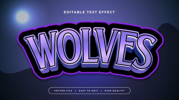 Black and purple violet wolves 3d editable text effect font style