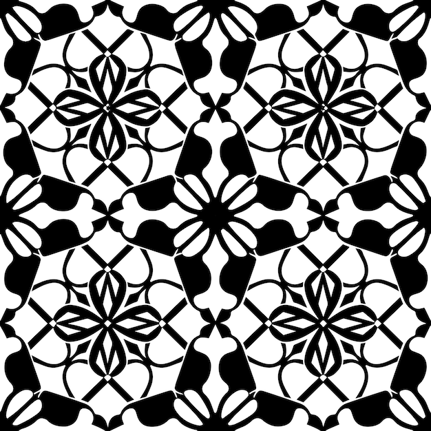 black and white geometric tesselation seamless repeat pattern vector