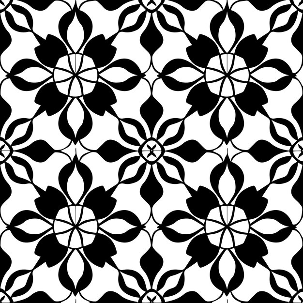 Black and White Geometric Tesselation Seamless Repeat Pattern Vector