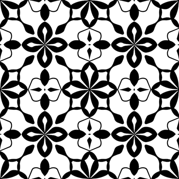 Black and White Geometric Tesselation Seamless Repeat Pattern Vector