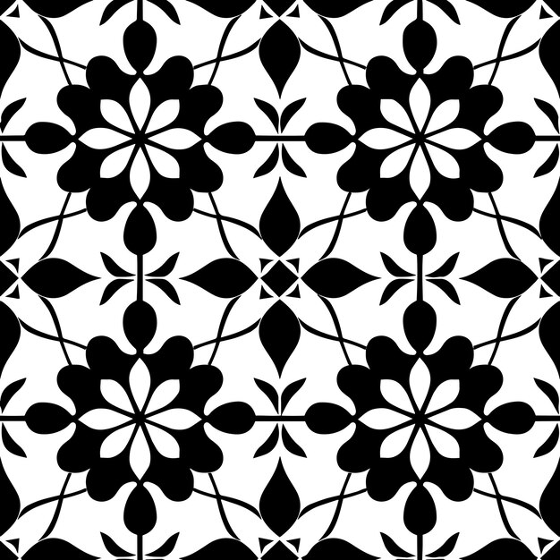 Black and White Geometric Tesselation Seamless Repeat Pattern Vector
