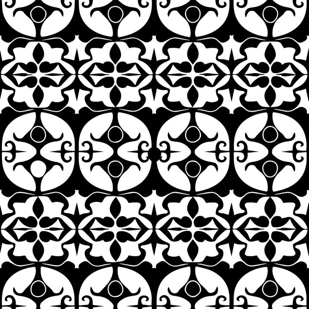 black and white geometric tesselation seamless repeat pattern vector
