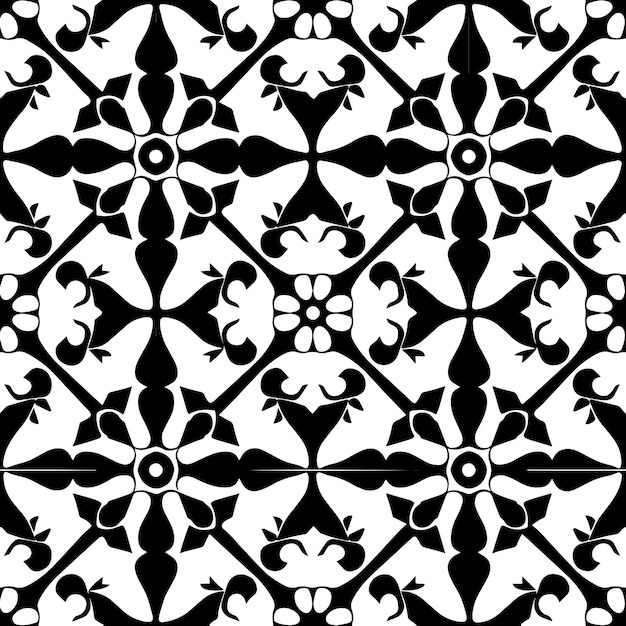 black and white geometric tesselation seamless repeat pattern vector