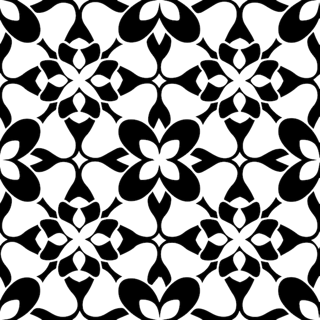 Black and White Geometric Tesselation Seamless Repeat Pattern Vector