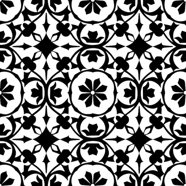 black and white geometric tesselation seamless repeat pattern vector