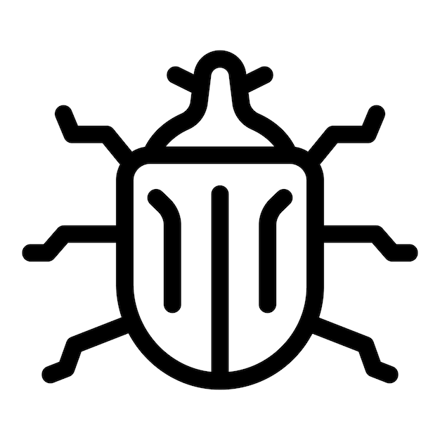 black and white icon of a beetle crawling