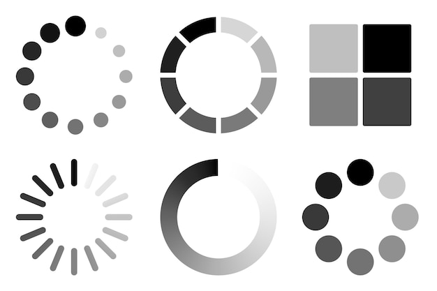 Black and White Loading Icons Set