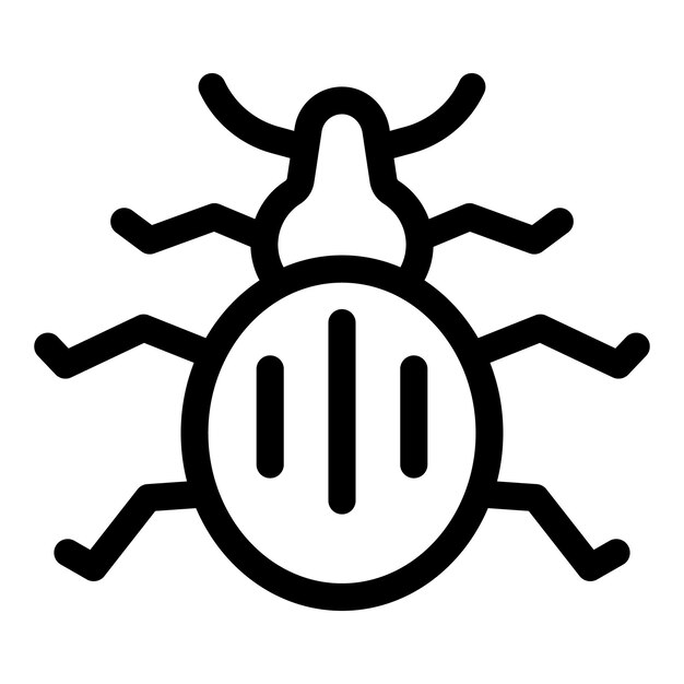 Black and white minimalist bug logo crawling