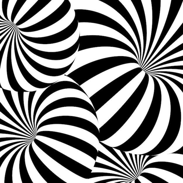 Black and white optical illusion Abstract background striped tunnelVector