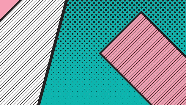 Black and white pop art geometric pattern juxtaposed with bright bold blocks of squiggles. Material design background. Futuristic, prospectus, poster, magazine, broadsheet, leaflet, book, billboard