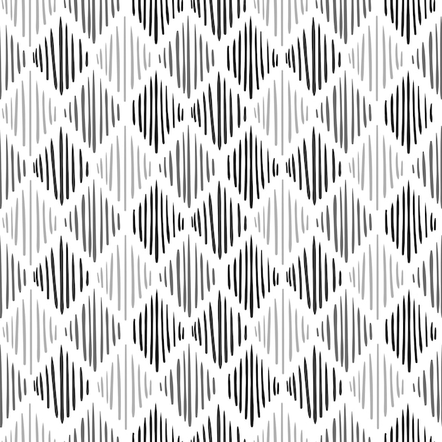Black and white seamless pattern Vector background with hand drawn rhombus