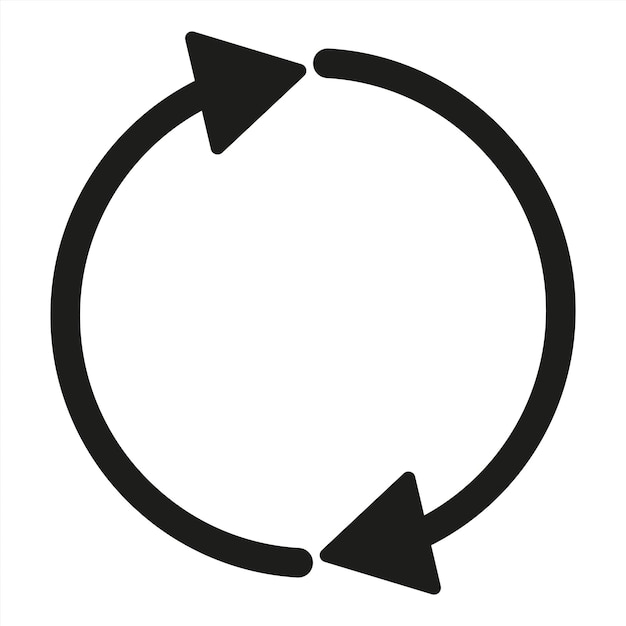 black arrows forming a circle indicating rotation and recycling stock vector