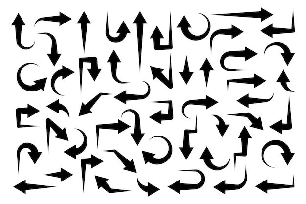 Black Arrows Set on White Background Arrow Cursor Icon Vector Pointers Collection Back Next Web Page Sign