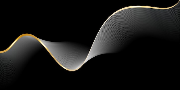 black background abstract lines in the form of a wave