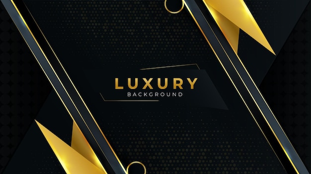 Black Dark background with Luxury golden Lines and gold shapes modern luxury Design