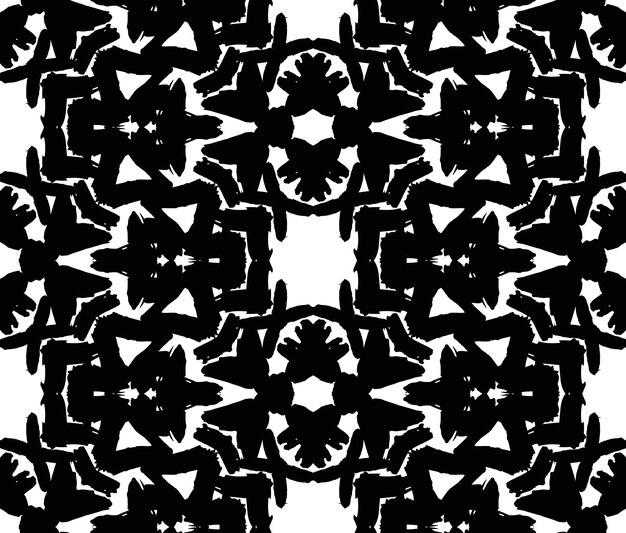 black floral brush strokes seamless pattern black and white ornament decorated background painted flower seamless pattern grunge design for fabric print paper card table cloth vector pattern